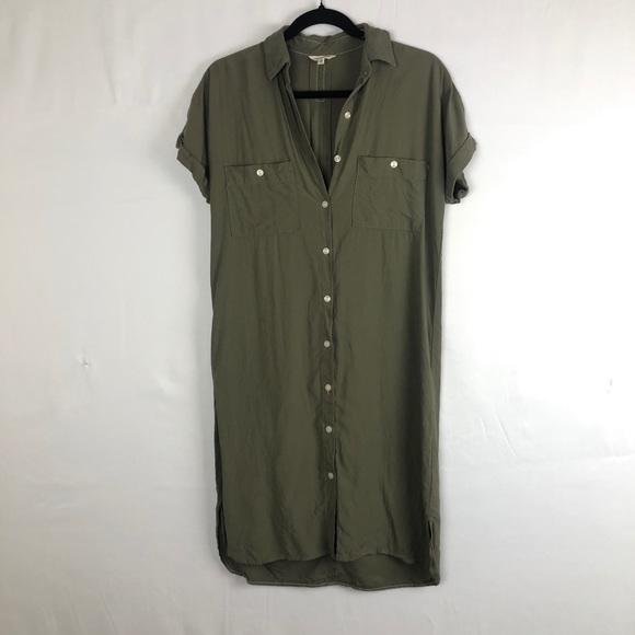 Max Studio Olive Short Sleeve Shirt Dress - Picture 4 of 7